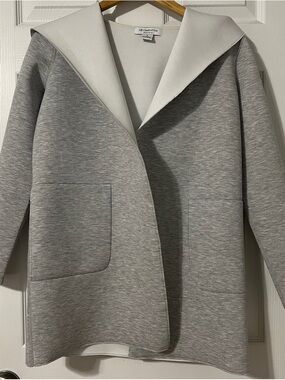 Liz Claiborne Weekend Heather Gray Hooded Light Coat - S